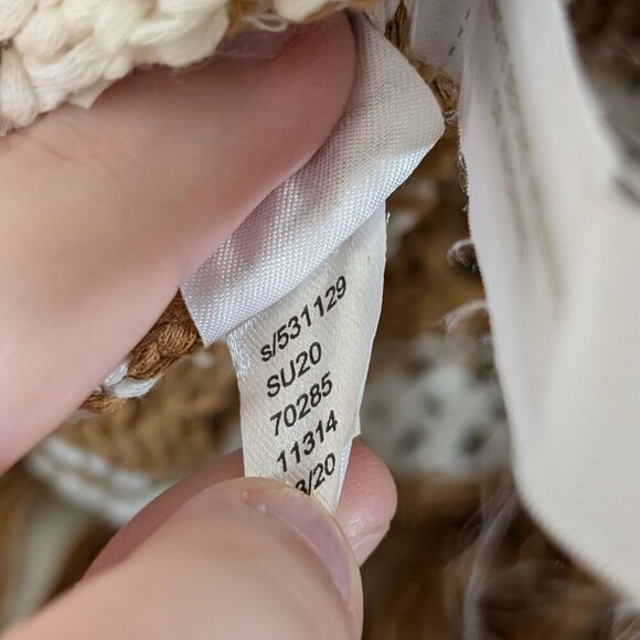 Lou & Grey for Loft Open Knit Crochet Sweater Striped Fringe Western M - Picture 7 of 7